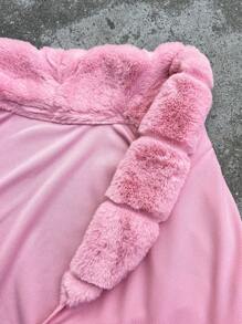 SHEIN Teen Girls Retro Quality Fluffy Cardigan Sweater Jacket, Sweet & Spicy Style, Autumn/Winter - Pink - View 9