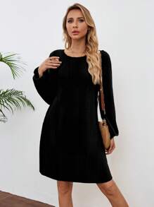 EMERY ROSE 长袖连衣裙 女士 可爱连衣裙 女士迷你连衣裙 - 黑色 - 查看 5