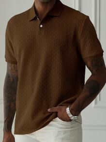 Manfinity Homme Áo thun polo nam tay ngắn đơn giản đi làm - Cà phê nâu - Xem 6