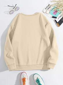 INAWLY Áo sweatshirt nữ tay dài cổ tròn in hình người bánh gừng Giáng sinh, kiểu dáng thường ngày, thích hợp mặc mùa thu/đông. - Màu be - Xem 2