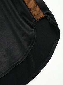 Flirla Women's Plain Color Patchwork Pleated Hem Minimalist Casual Shorts, For Daily Wear