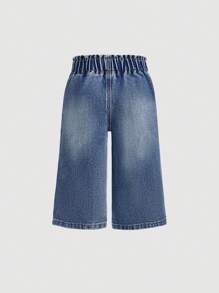 SHEIN 1 件婴儿/女宝宝简约前扣口袋牛仔裤，休闲日常穿着 - 彩色 - 查看 2