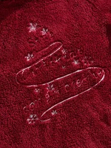 GENTILAND Men's Loose Fit Christmas Tree Letter Embroidery Plush Hooded Sweatshirt, Suitable For Autumn & Winter - Dark Green - View 3