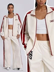 SHEIN EZwear 女士秋冬运动街头服饰 Corta Vento 拼色长袖夹克 - 彩色 - 查看 1