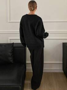 DAZY 女士纯色圆领长袖简约宽松休闲毛衣，秋季服装