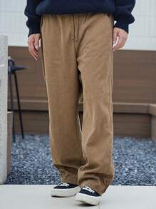 DAZY Pantalones rectos casuales para hombre con forro térmico en color caqui, para otoño