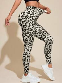 Easithlete 女士高腰豹纹紧身裤 - 彩色 - 查看 7