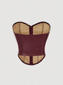 SHEIN X ELOISA & ORSON SHEIN MOD Top corset con forma de busto de cuero PU sólido