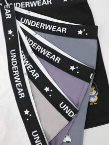 5pcs/Set Men's Letter Graphic Minimalist Boxer Briefs, Casual Everyday Wear - Multicolor - View 8