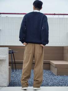 DAZY Pantalones rectos casuales para hombre con forro térmico en color caqui, para otoño