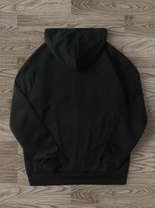 Manfinity Hypemode Áo hoodie in chữ ngôi sao mùa thu có khóa kéo phía trước cho nam - màu đen - Xem 2
