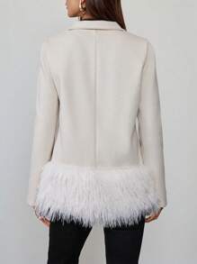 Chiquease Women Double-Breasted Fringe Fluffy Regular Coat Thermal Fall Cloth For Women - White - View 2