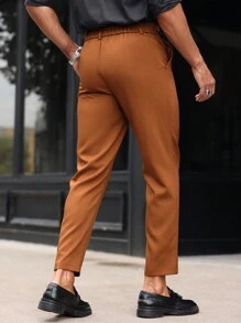 Manfinity Mode Men's Front Button Pocket Casual Business Suit Pants - Coral Orange - View 2