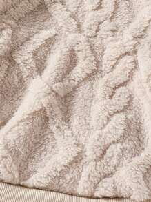 Mother-Daughter Matching Thermal Lined Hooded Sweatshirt, Thicken Flocked Embroidered Letter & Pattern Pullover, Beige Warm Fuzzy Jumper, European Style