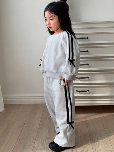 Dazy Kids 2 pièces/Set Jeune fille col rond Ensembles de sweats à tricoter, Automne