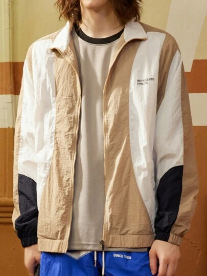 Manfinity Sport Corelite Boyfriend Style Men's Casual Color Block Patchwork Sports Jacket Sports Jacket