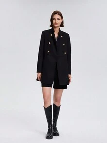 女士双排扣大衣，冬季