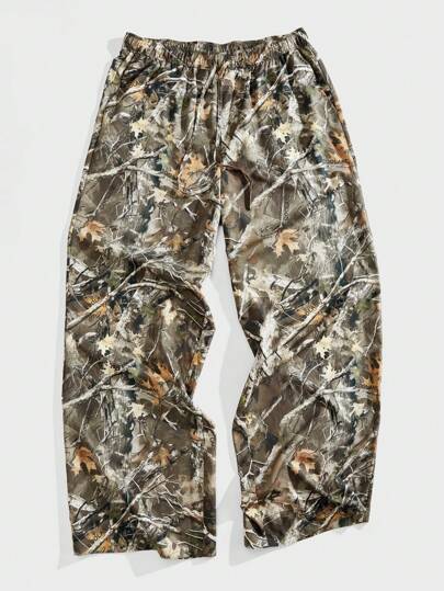 Forever 21 男士街头休闲风格热卖时尚树迷彩印花阔腿裤，适合夏秋季穿着