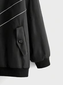 Manfinity VCAY Plus Size Men's Loose Fit Harrington Jacket, Lightweight Woven, Glowing Design, Long Sleeve Outerwear Street Wear Long Sleeve Jacket, For Friends, Husband, Boyfriend Gifts, For Fall Winter - Multicolor - View 5