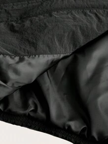 SHEIN EZwear Plus Size Solid Color Funnel Neck Zip-Up Long Sleeve Padded Coat, Winter - Black - View 5