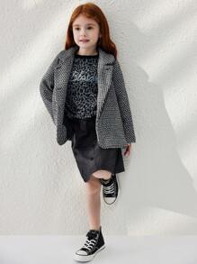 Blossori 年轻女孩法式优雅灰色蝴蝶结领双排扣大衣，秋冬 - 灰色 - 查看 7