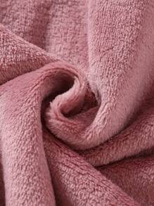 Lotus Root Pink Furry Comfy Long Sleeve Long Tie Draw String Hooded Robe Loungewear For Teenage Girls, Flame Retardant,Travel - Dusty Pink - View 5