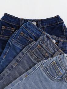 SHEIN 4pcs Baby Boy Fashion Versatile Washed Slant Pocket Jeans - Multicolor - View 6