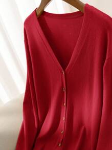 CosyJoli 大码女式秋季休闲纯色基本款开衫，冬季