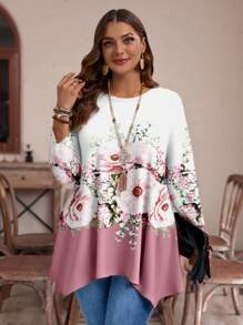 EMERY ROSE Áo thun tay dài in họa tiết hoa đơn giản, rộng rãi, thoải mái cho người ngoại cỡ, phù hợp cho mùa thu/đông - Nhiều màu - Xem 2