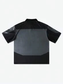 Manfinity EMRG 男士纯色拼接前拉链短袖字母印花休闲 Polo 衫 - 彩色 - 查看 2