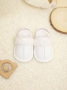 Cute Infant Slingback Slippers Fluffy Toddler Soft Sole First Walker Shoes - White - View 10