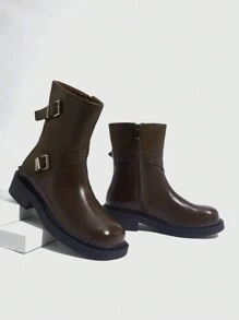 CUCCOO GRLICON 女式中筒靴，Y2K 风格，朋克摇滚，机车风，酷女孩装，适合万圣节、圣诞节和派对