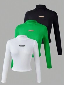 Bộ 3 áo thun dài tay cổ lọ thường ngày cho bé gái tuổi mới lớn - Nhiều màu - Xem 5