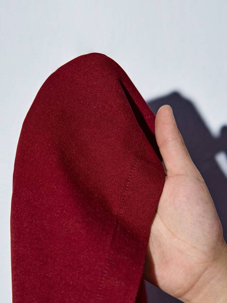 SHEIN Maija Women's Red Flare Leg Elegant Work Wear Low Waist Pants, Autumn/Winter Christmas