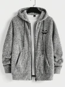 Manfinity VCAY 2 件男士针织宽松落肩连帽休闲外套和裤子套装，适合通勤和日常穿着，适合万圣节