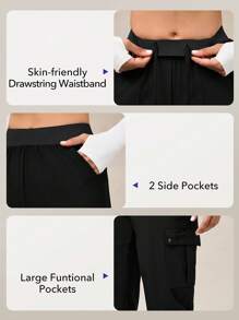 OutZeal Quần đi bộ đường dài bằng vải nylon chống thấm nước co giãn có nhiều túi lò xo cho đi bộ đường dài - màu đen - Xem 7