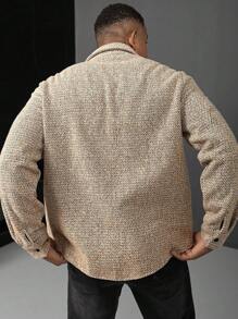 Manfinity Homme Plus Size Men Casual Button Front Patch Pocket Shacket For Outing, Autumn - Multicolor - View 2