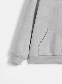 SHEIN Leap Crew Tween Boys' Kangaroo Pocket Drop Shoulder Sweatshirt Cute Casual For Spring And Autumn Daily Wear - Grey - View 3