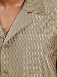 Manfinity AFTRDRK Plus Size Men's All-Over Print Button Down Casual Long Sleeve Shirt - Green - View 4