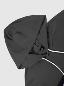 Manfinity Homme Sudadera con capucha casual de diario con estampado de letras de color contrastante y cordón, talla grande para hombre, otoño - Multicolor - Ver 3