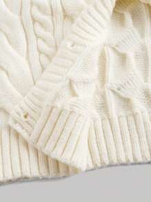 SHEIN MOD 1 szt. Damski jednolity kolor, opadające ramiona, długi rękaw, jednorzędowy, swobodny, gruby lniany kardigan, swetry jesienne, ubrania na zimną pogodę, noworoczny - Beżowy - Zobacz 6