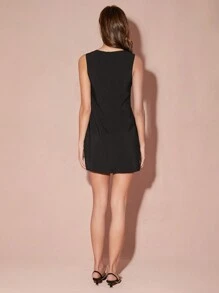 Enchnt Robe camisole élégante et chic pour femme ornée de strass, été