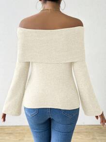 Chiquease 秋冬新款时尚纯色方领针织套头衫 - 白色 - 查看 2