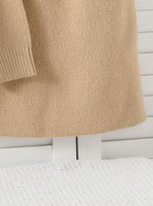 SHEIN Conjunto elegante de suéter con volantes y minifalda, conjunto de 2 piezas tejido para niña adolescente, color amarillo, para otoño/invierno
