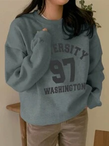 DAZY 圆领长袖字母印花简约卫衣，休闲日常穿着，秋季服装