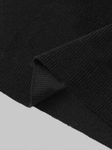 SHEIN Unity Váy ôm cổ chữ V màu trơn đơn giản cho nữ, mùa thu - màu đen - Xem 3