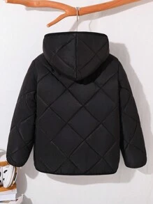 Kids/Tween Boy Casual Fleece Hooded Zip-Up Warm Padded Coat - Black - View 2