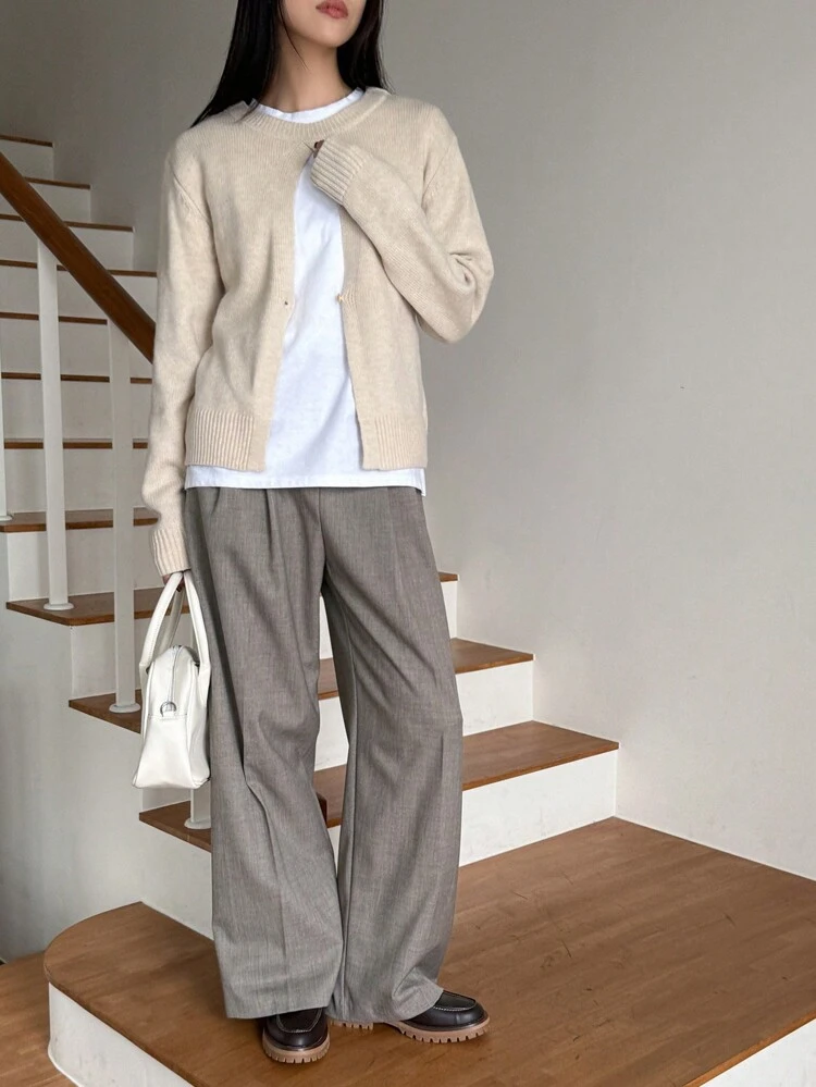 Stylish Split Hem Pullover Knitted Cardigan Sweater For Women,Fall Women Clothes