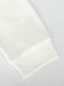 Manfinity Homme Camisa polo de media cremallera de manga larga, unicolor, casual y versátil - Blanco - Ver 6