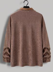 Manfinity Homme Chaqueta holgada de talla grande con botones y bolsillo con solapa para hombre, adecuada para otoño